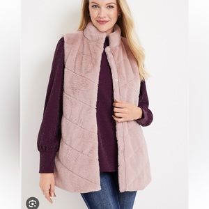 Faux fur vest. Worn one time. Light pink